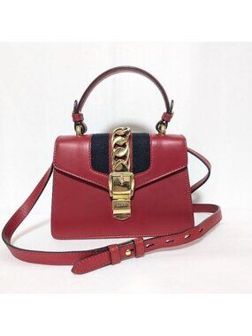 Gucci Sylvie Sherry Line Red Leather 2-Way Shoulder Bag